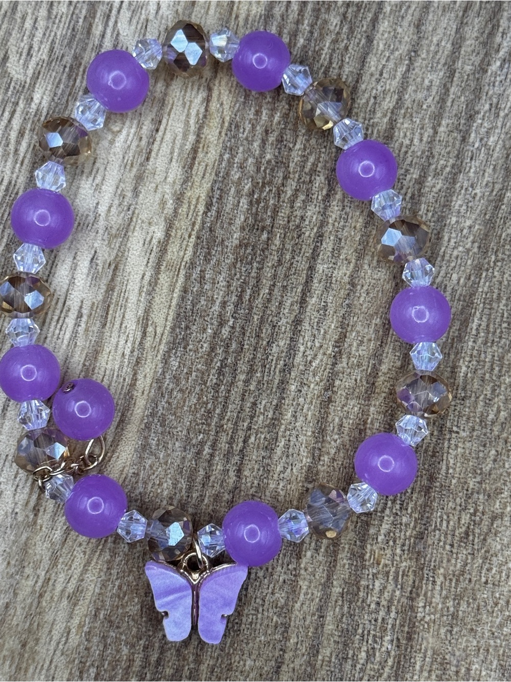 Lavender Butterfly Beaded Bracelet - Women's Jewelry